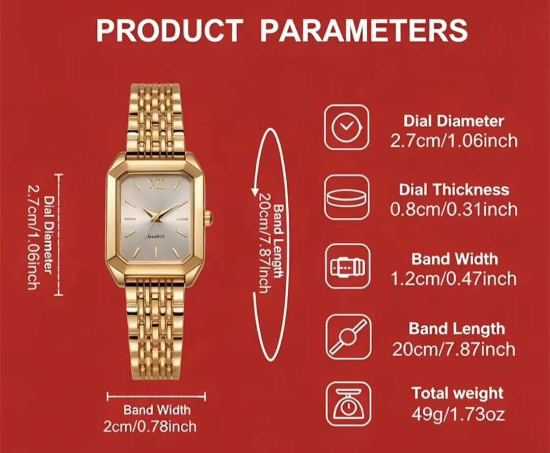 Gold Tone Rectangular Dial Watch with Bracelet - photo 3