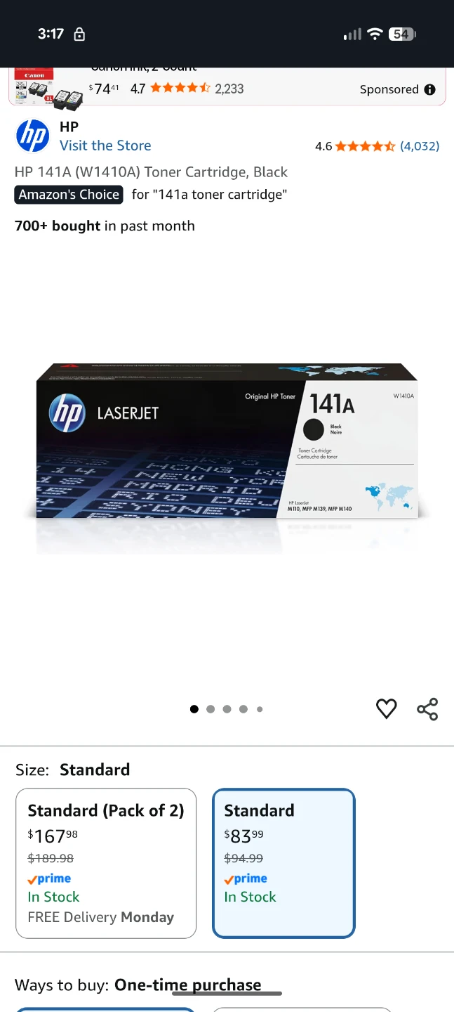 HP 141A Toner Cartridge, Black W1410A
