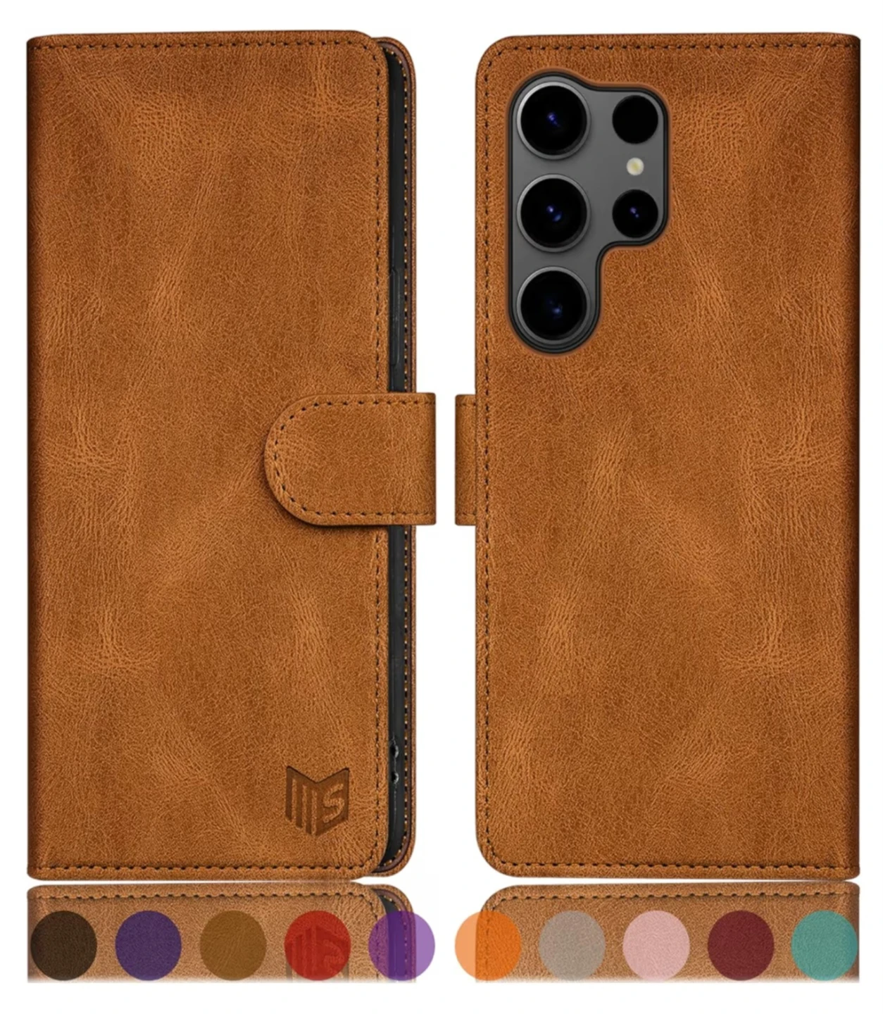 Brown Leather Flip Wallet Phone Case