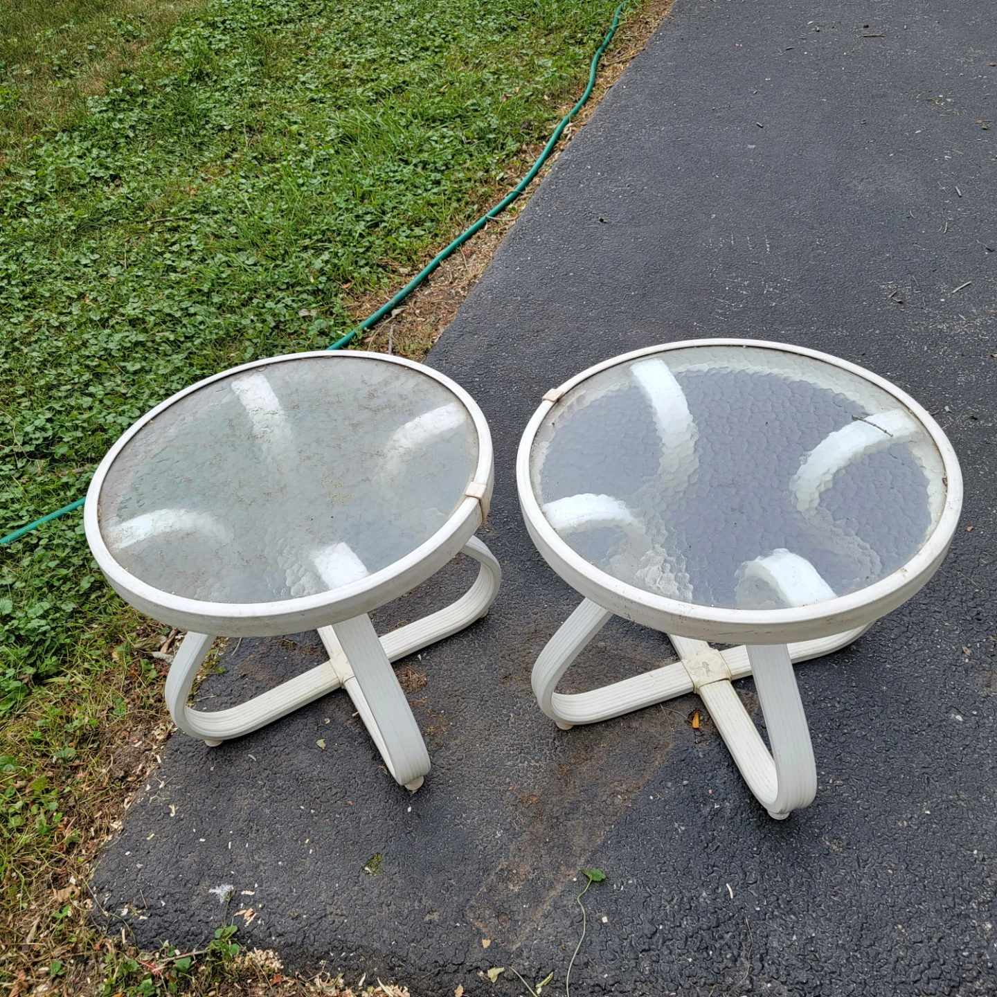 Pair of Glass Top Side Tables