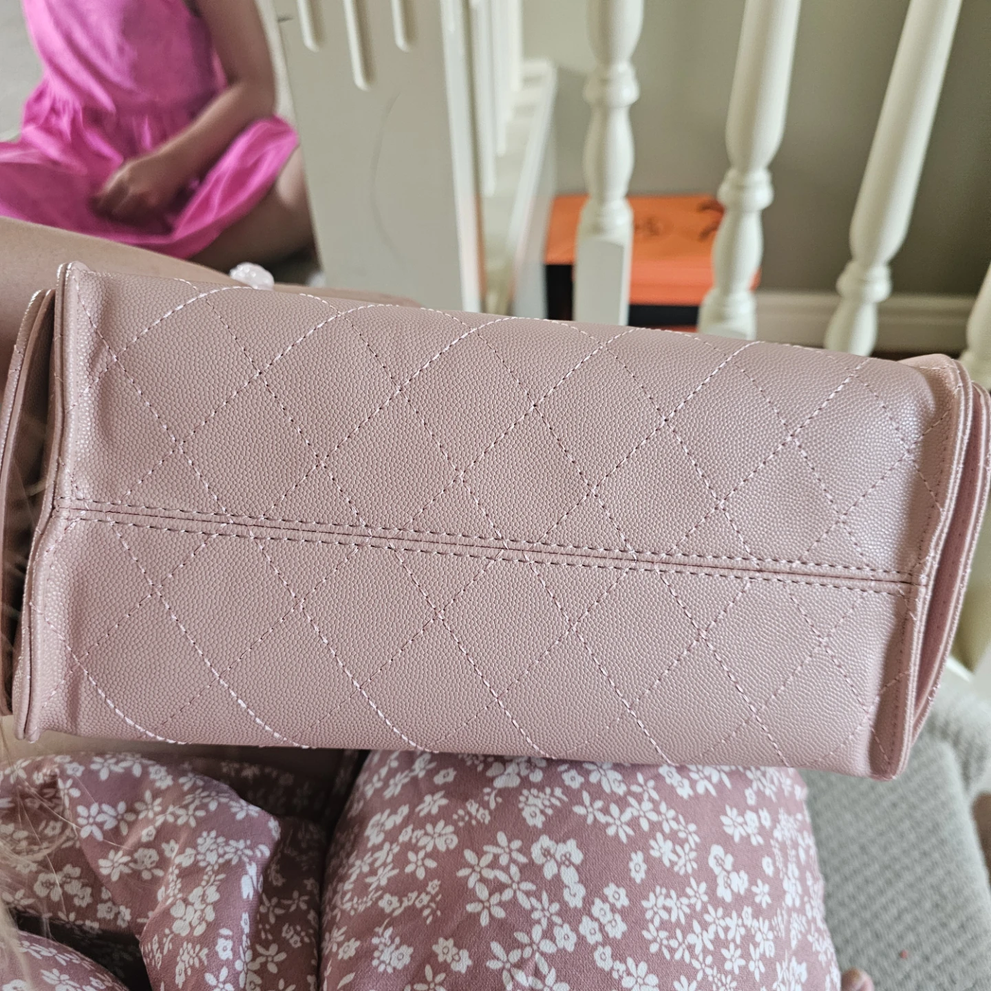 Pink Quilted Handbag with Gold Chain - photo 2