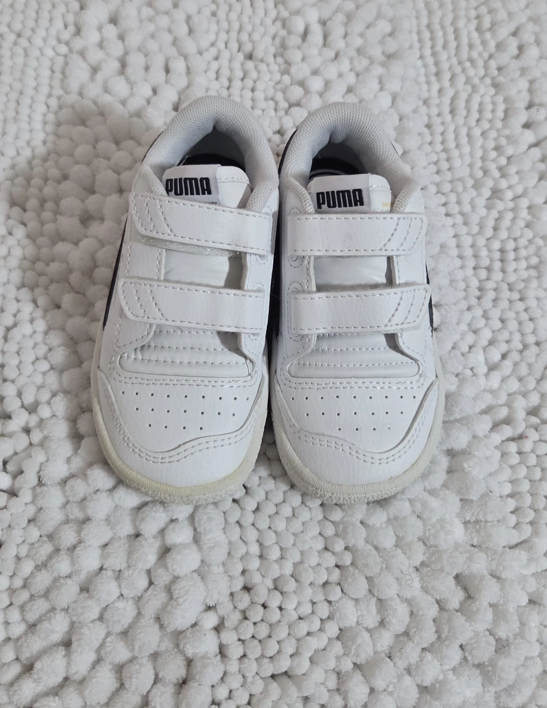 Puma White Velcro Crib Shoes