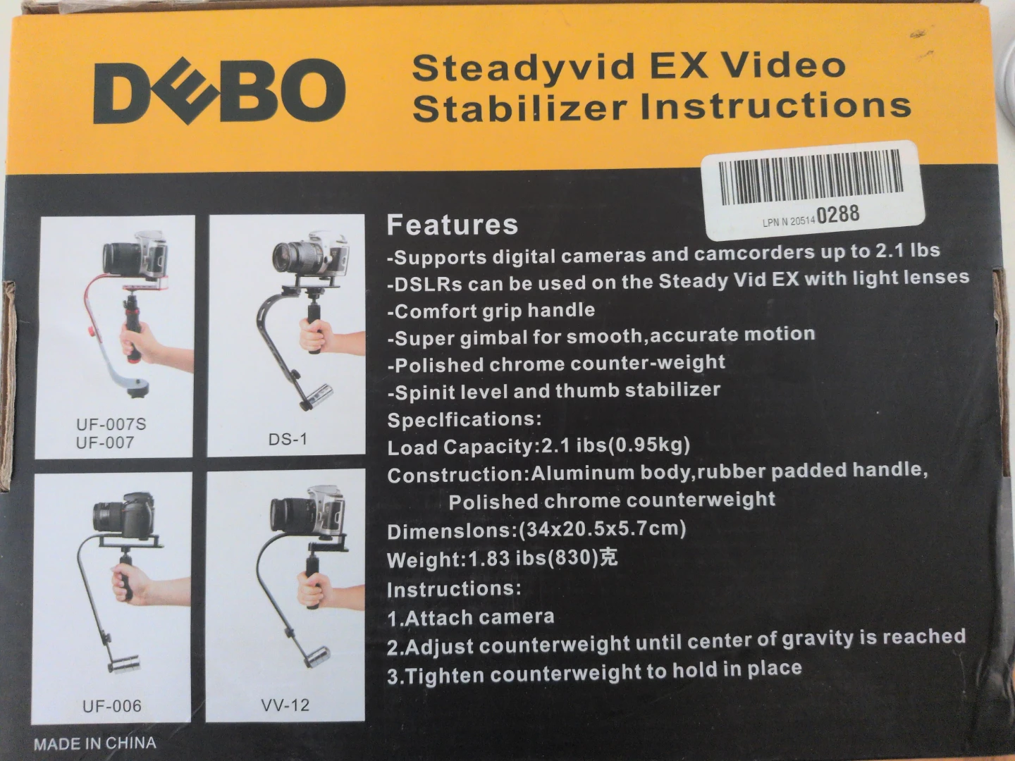DEBO Steadyvid EX Video Stabilizer