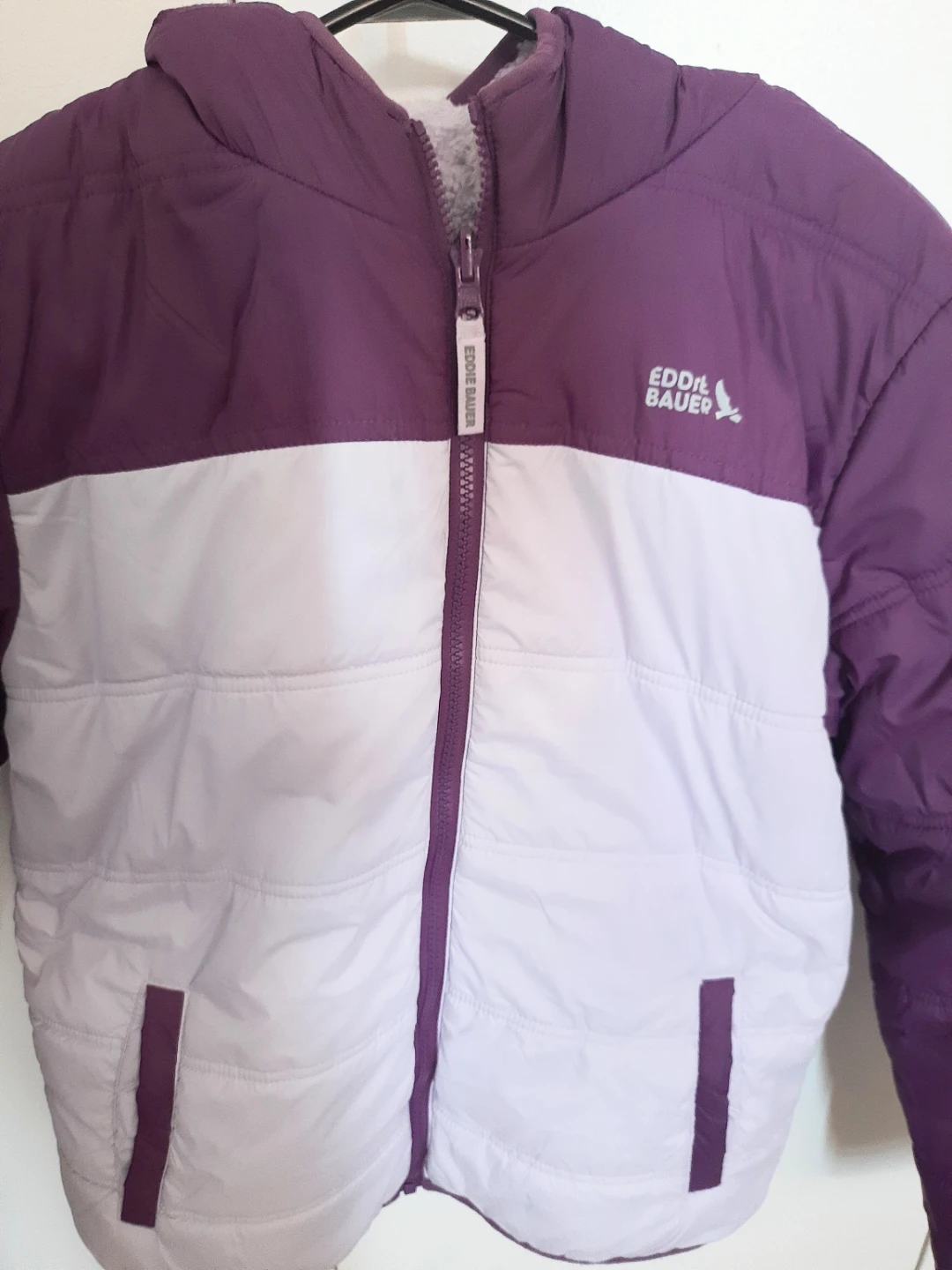 Puffer Jacket - Purple & White