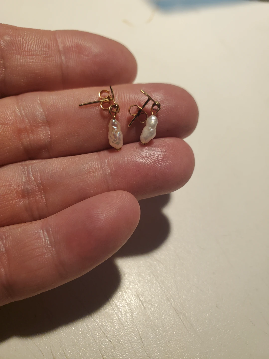 Gold Dangle Earrings with Baroque Pearls - photo 2