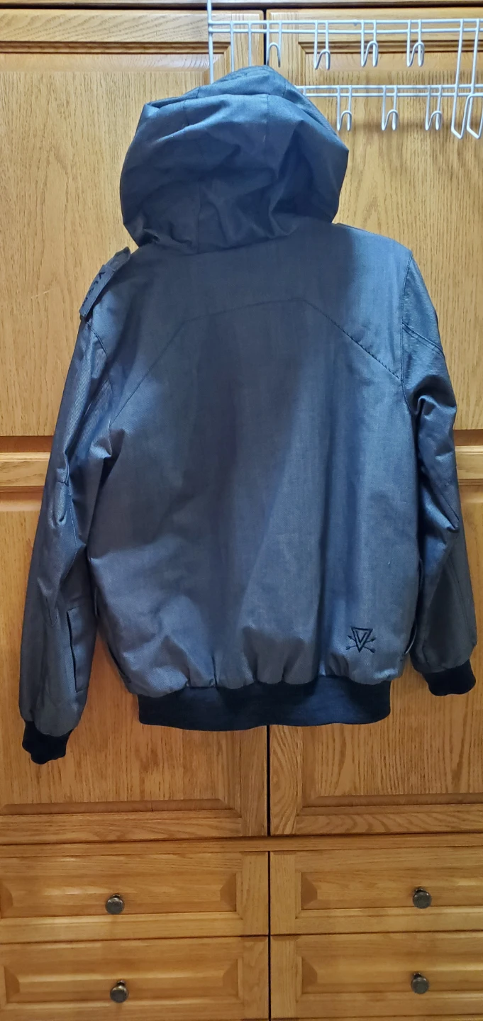 Volcom Grey Hooded Bomber Jacket Size Medium
