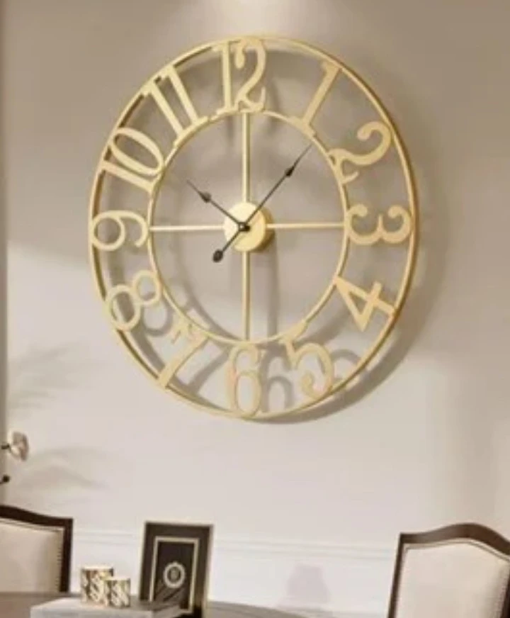 Large Gold Metal Wall Clock