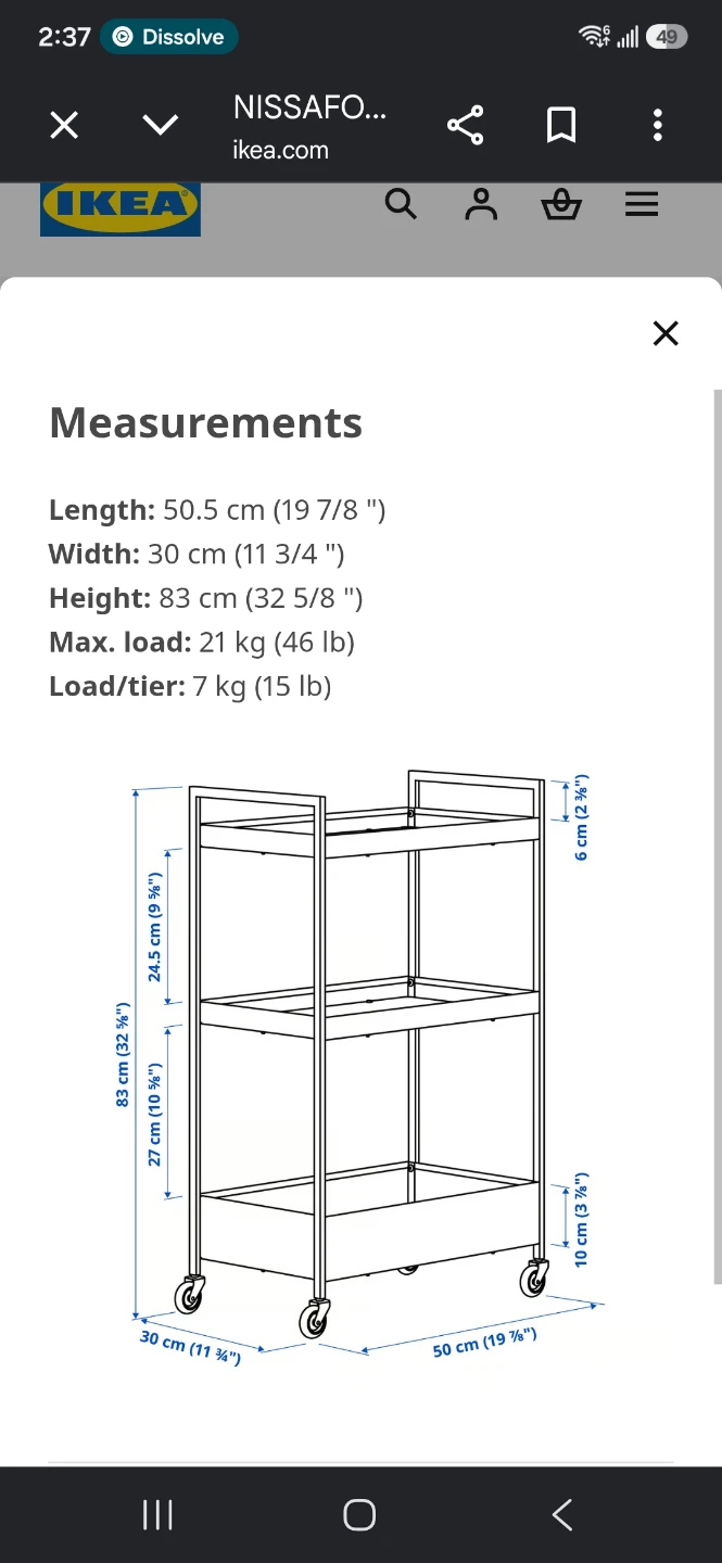IKEA RÅSKOG Utility Cart - Black - photo 3