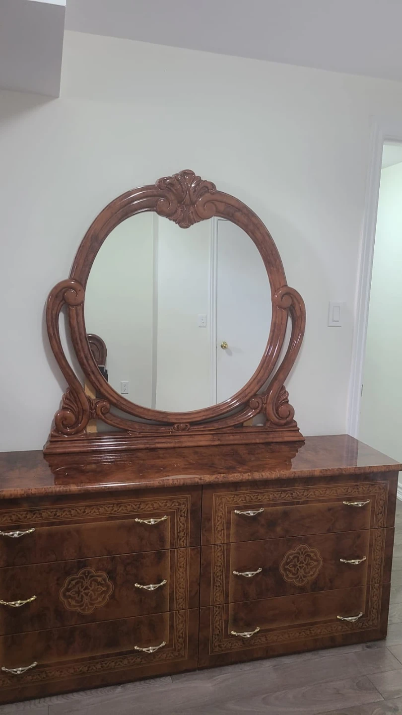 Vintage Wood Dresser with Mirror