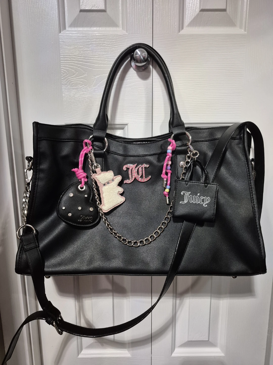 Juicy Couture Large Satchel Purse with Strap and Charms