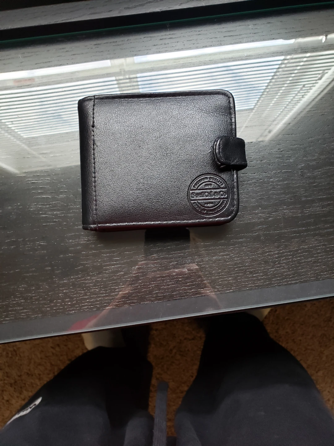 Black Leather Bi-fold Wallet with Zipper Pocket - photo 2