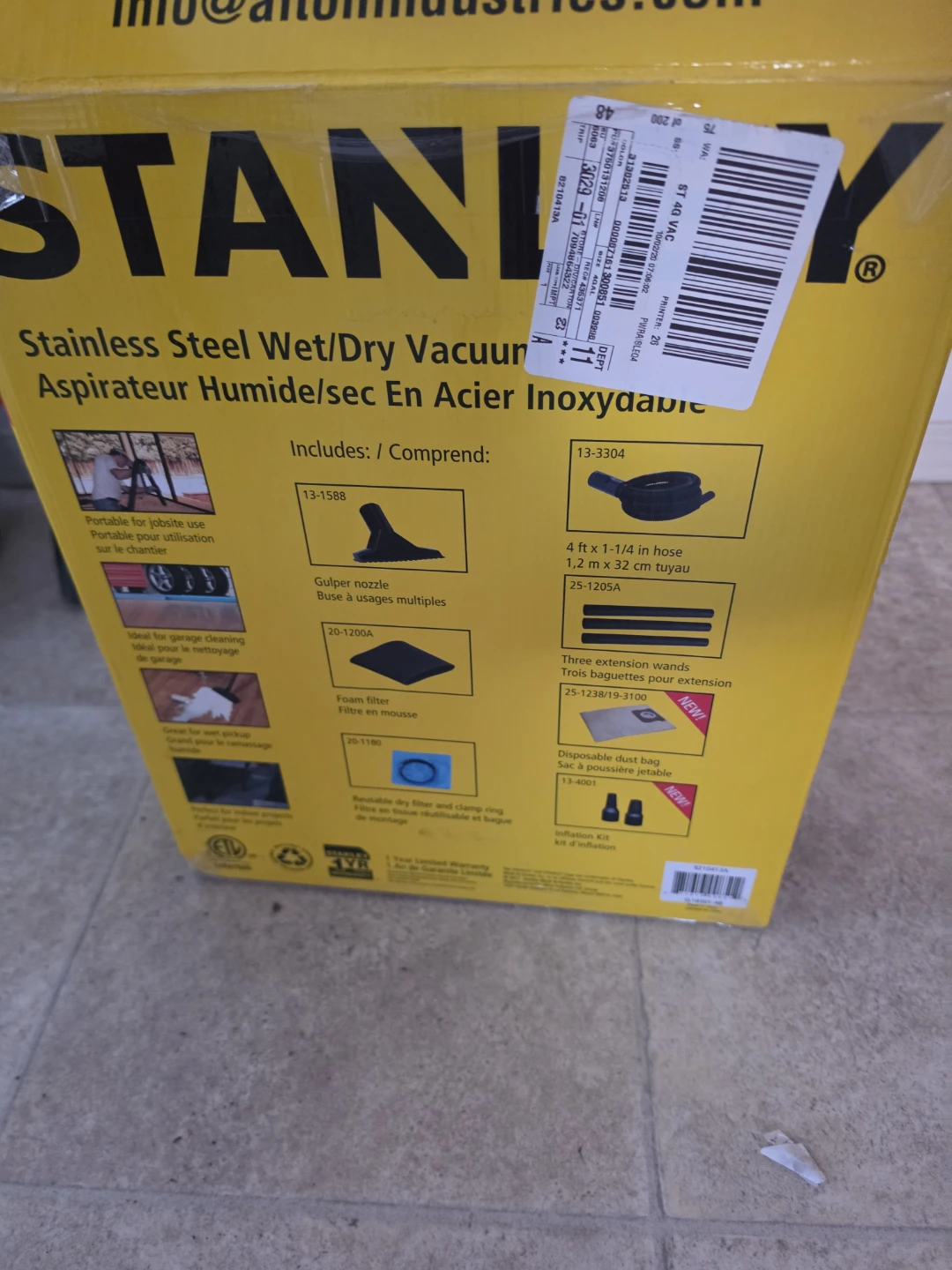 Stanley 4 Gallon Stainless Steel Wet/Dry Vacuum - photo 5