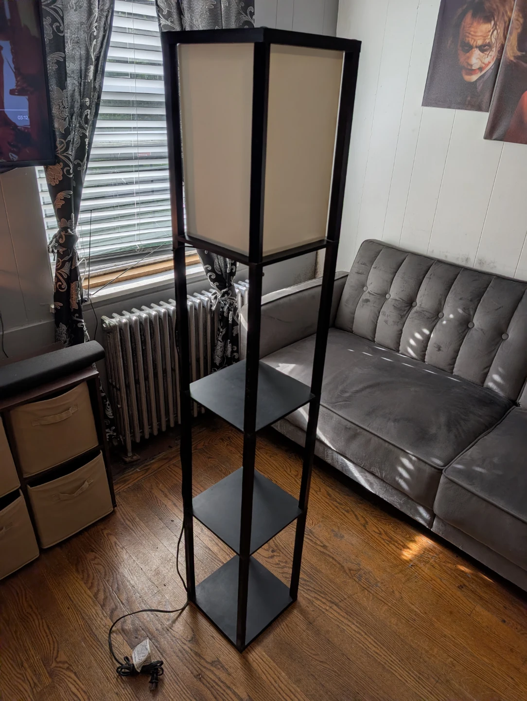 Black Floor Lamp with Shelves - photo 3