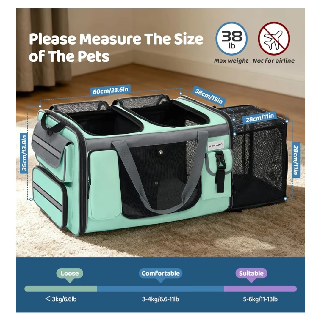NEW Extra Large Expandable Cat Carrier for 2 Cats + Litter Box - photo 3