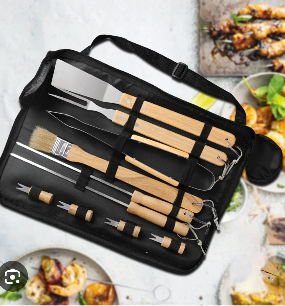 Portable Stainless Steel BBQ Grill Tool Set with Carrying Case