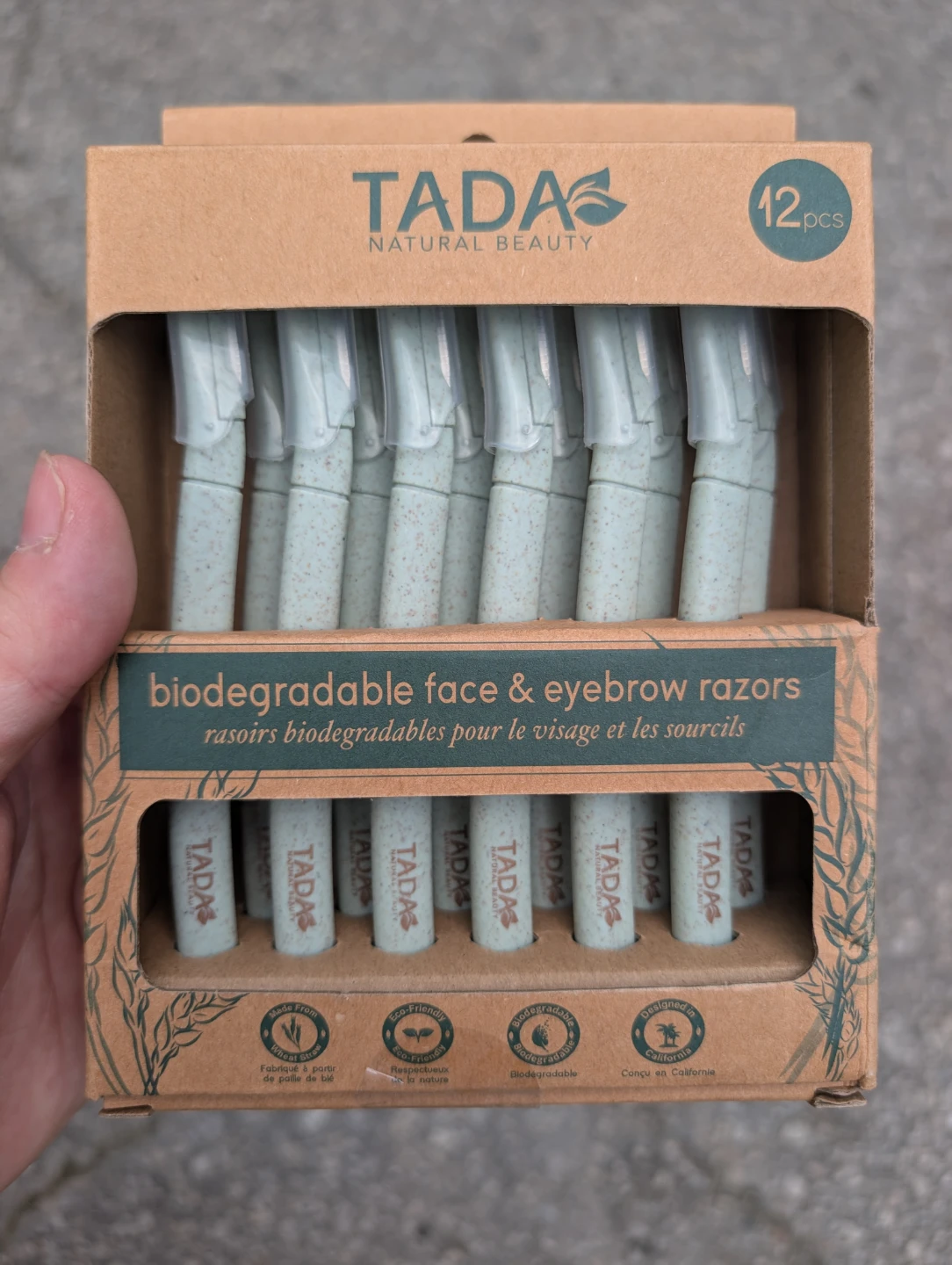 Tada Natural Beauty Biodegradable Face & Eyebrow Razors (12 pcs)