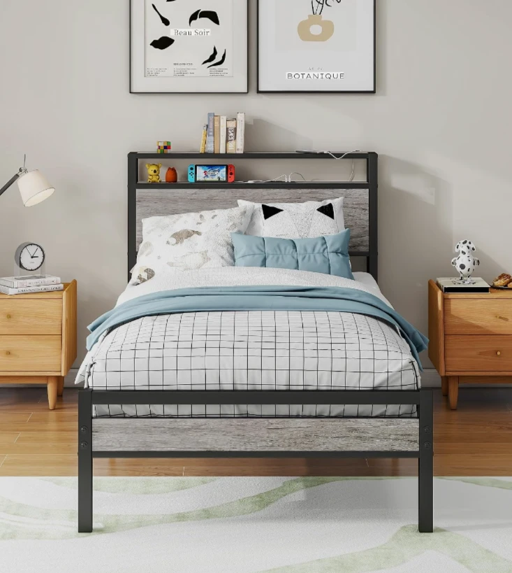 BOFENG Twin Platform Bed Frame with Headboard - photo 4