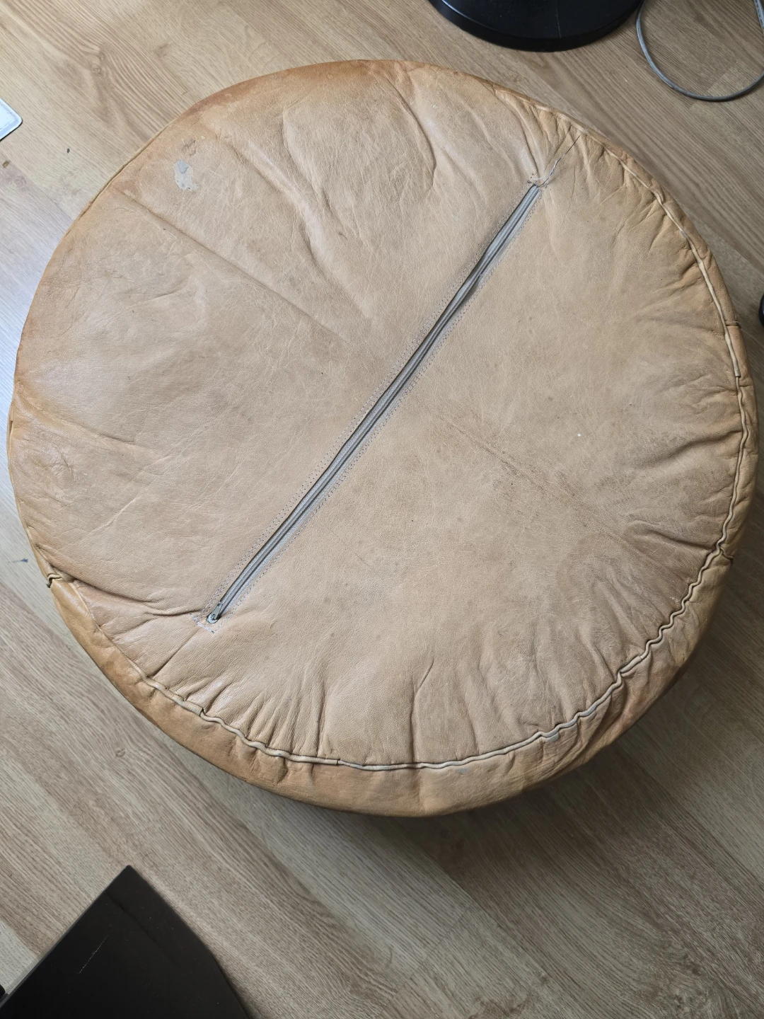 Leather Pouf Ottoman Footrest - photo 3