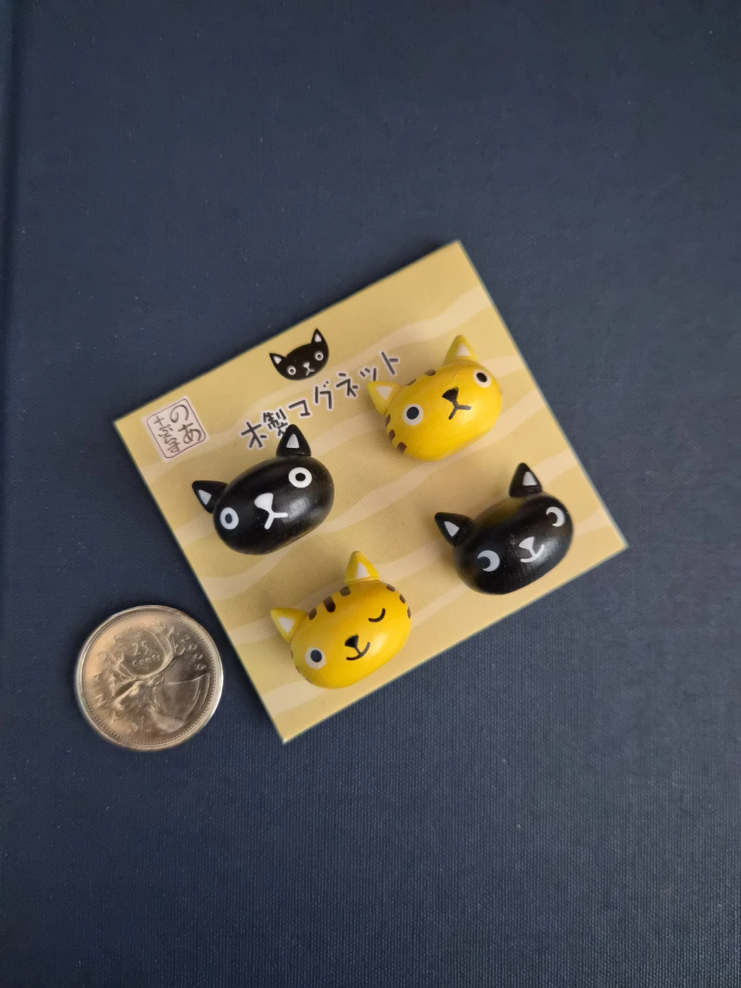 Painted wooden cat magnets