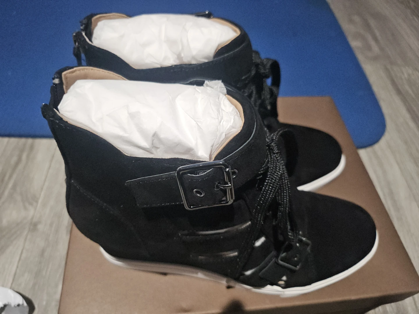 Black Suede Wedge Booties - photo 2
