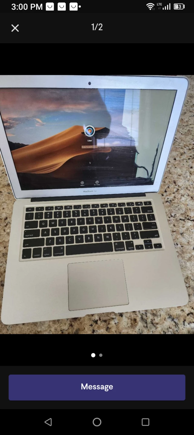 Apple MacBook Air 13 inch Silver crack