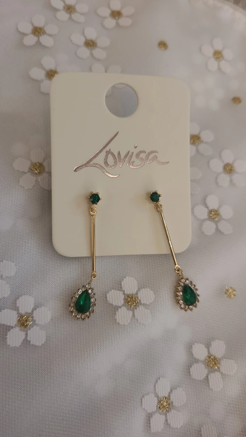 New Lovisa Gold-Tone Green Drop Earrings - photo 3