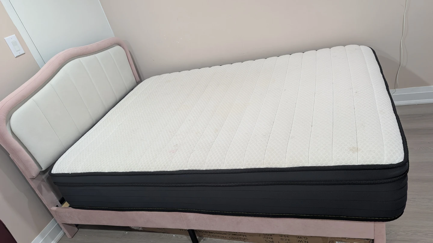 Pink Upholstered Full Size Bed Frame - photo 2