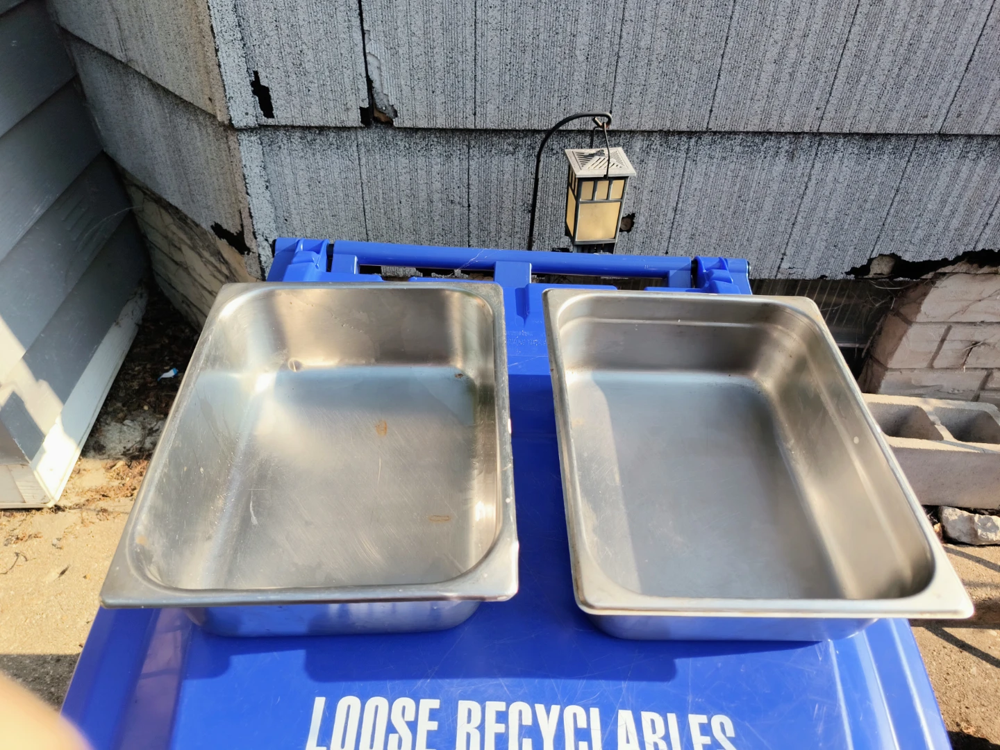 Two metal serving pan used 3 3/4 tall x 12 1/2 x 10 1/8