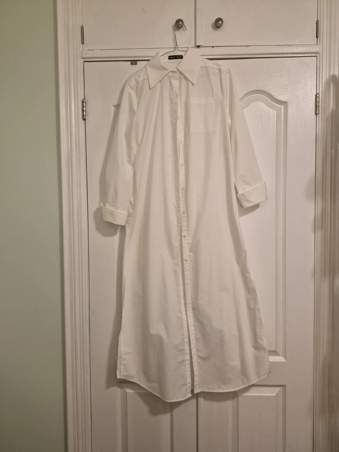 White Button-Up Maxi Shirt Dress - photo 2