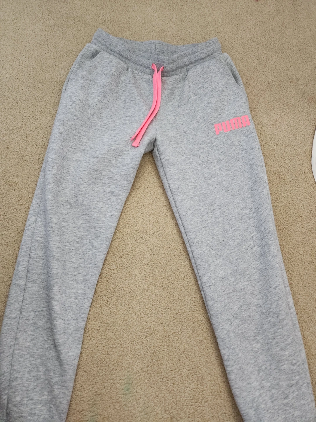 Puma Grey Jogger Sweatpants with Pink Drawstring
