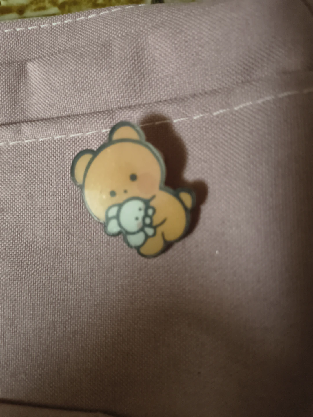 Pink Pencil Case with Bear and Bunny Pins - photo 3