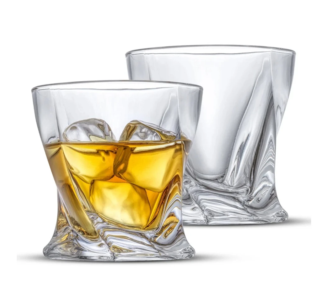 Set of 2 Twisted Whiskey Glasses
