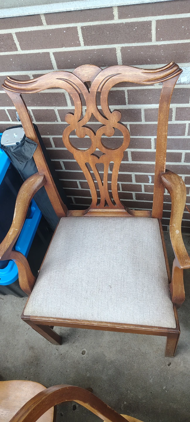 (2) Wooden Armchair with Upholstered Seat - photo 4
