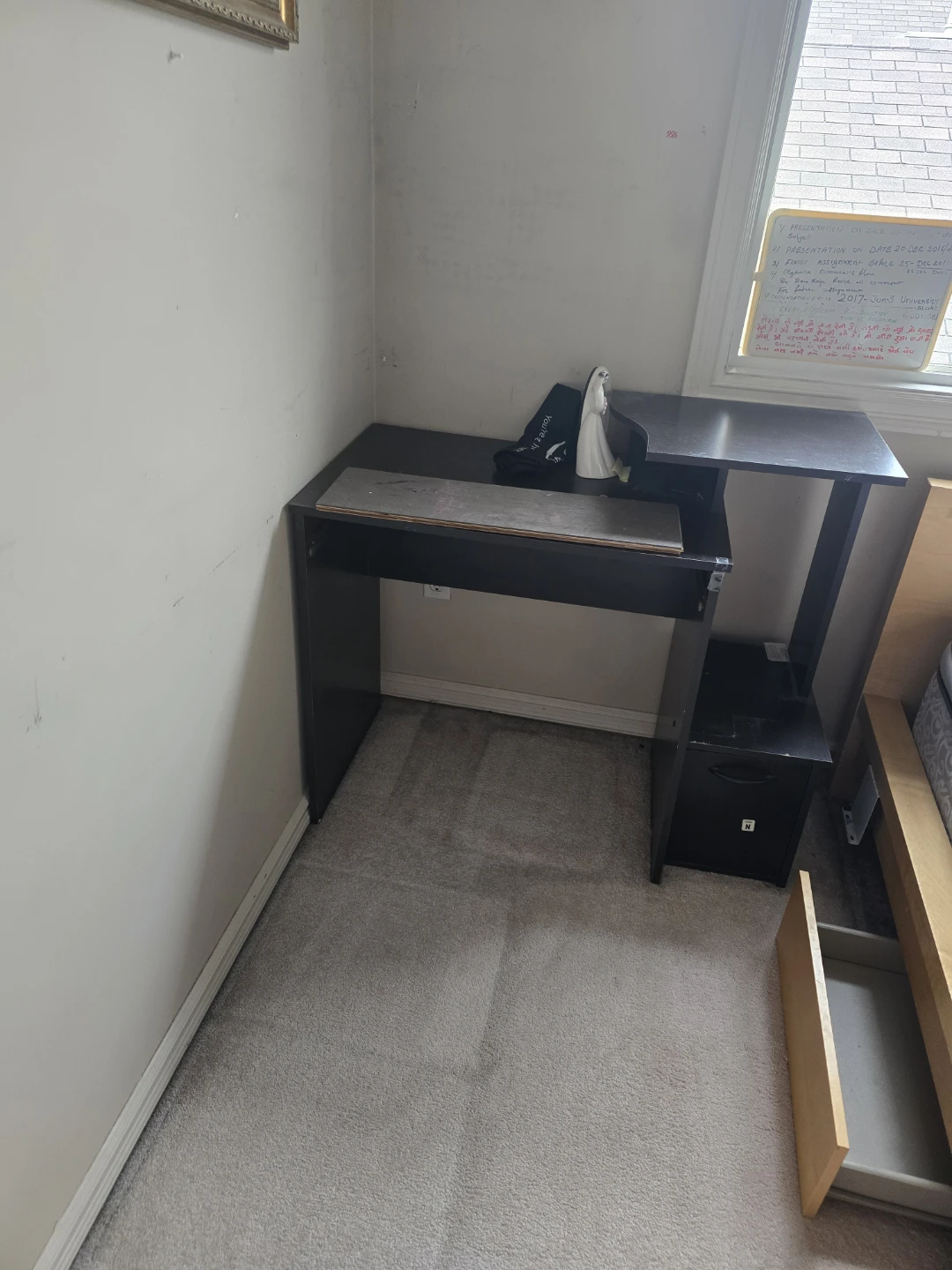 Compact Dark Brown Desk with Drawer