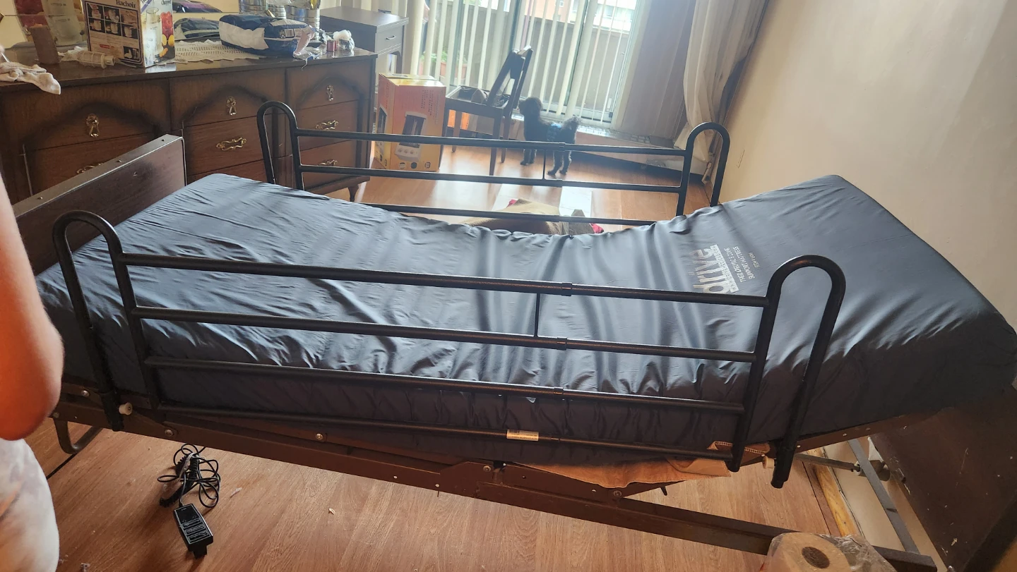 Drive Medical Electric Hospital Bed – Mattress & Safety Rails - photo 2