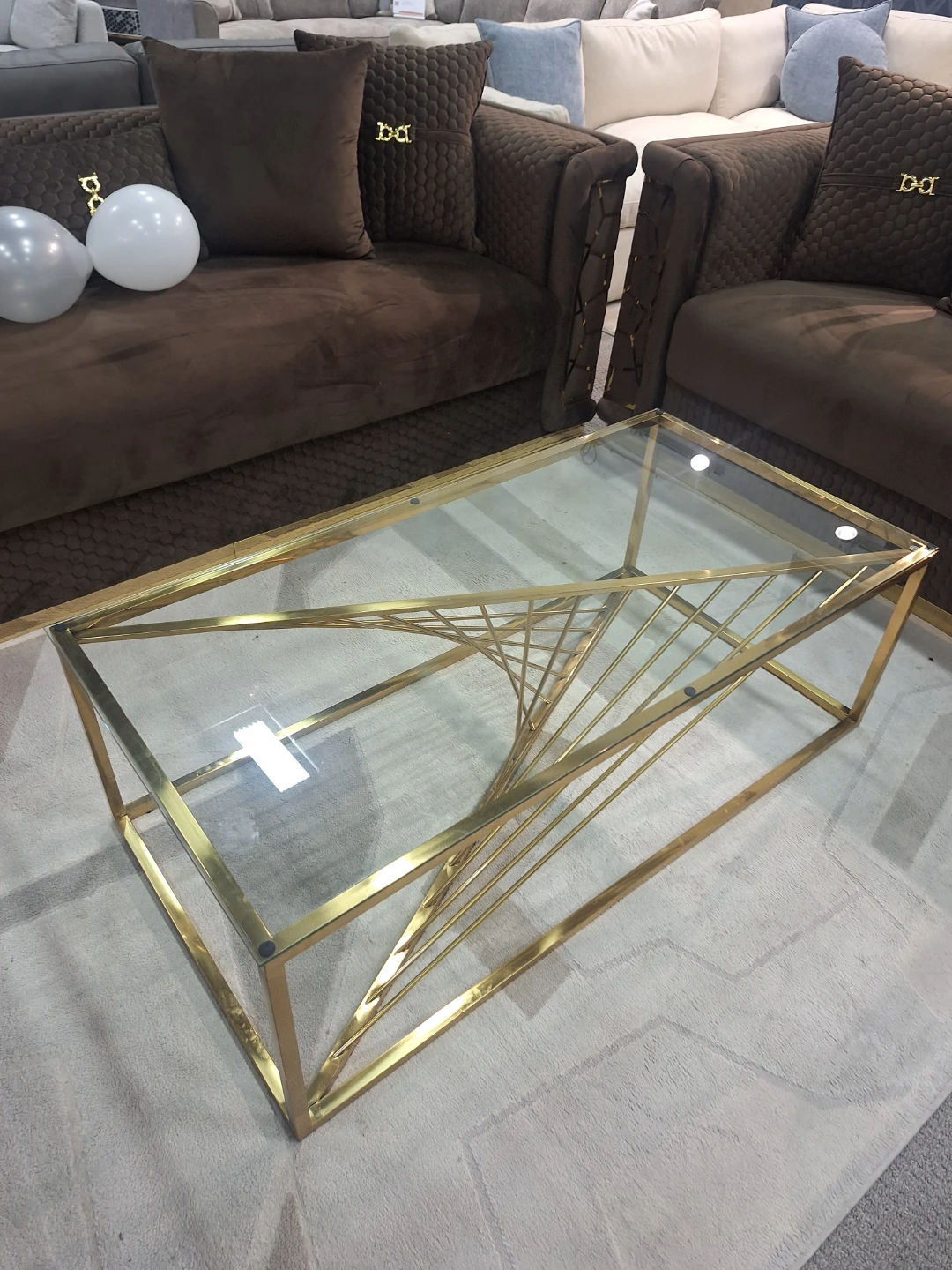 Modern Gold & Glass Coffee Table