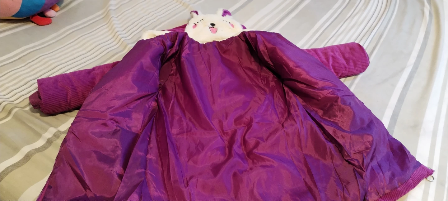 Kids Purple Quilted Hooded Winter Coat - photo 4