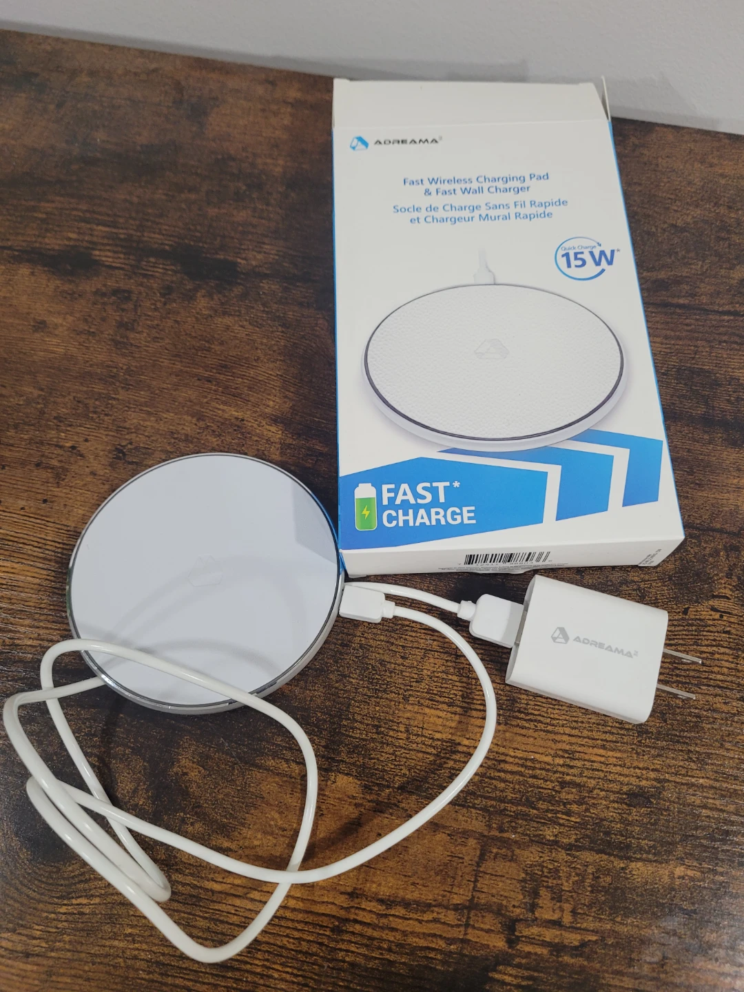 Adreama 15W Fast Wireless Charging Pad with Wall Charger