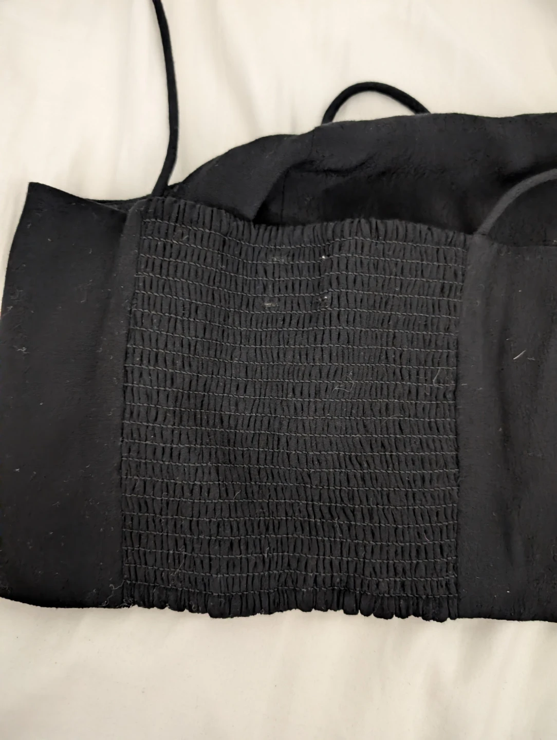 Aritzia Wilfred Black Smocked Crop Top - photo 3