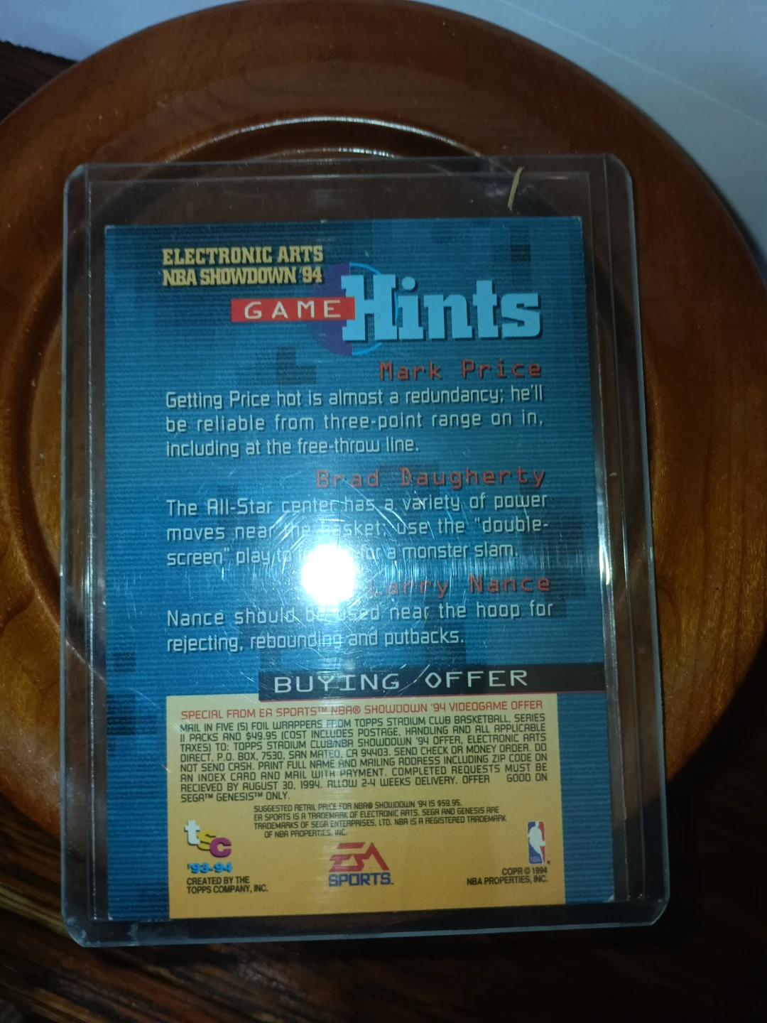 NBA Showdown '94 Big Tip Game Hints Card - photo 2
