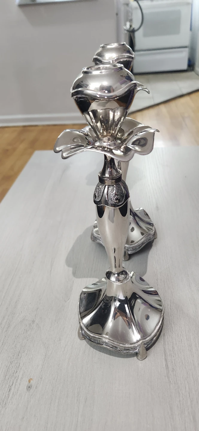 Silver Plated Flower Candlestick Holder - photo 3