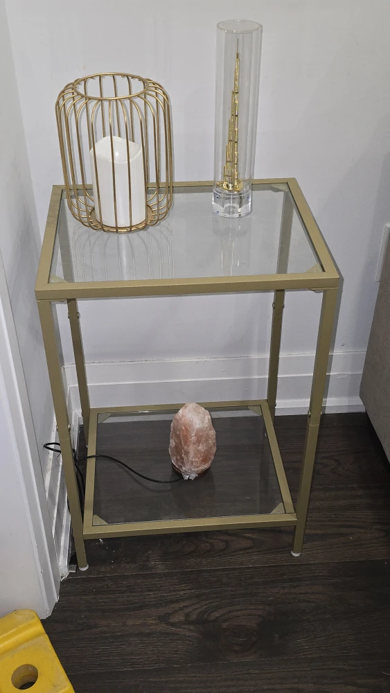 Gold Metal and Glass Side Table and center table