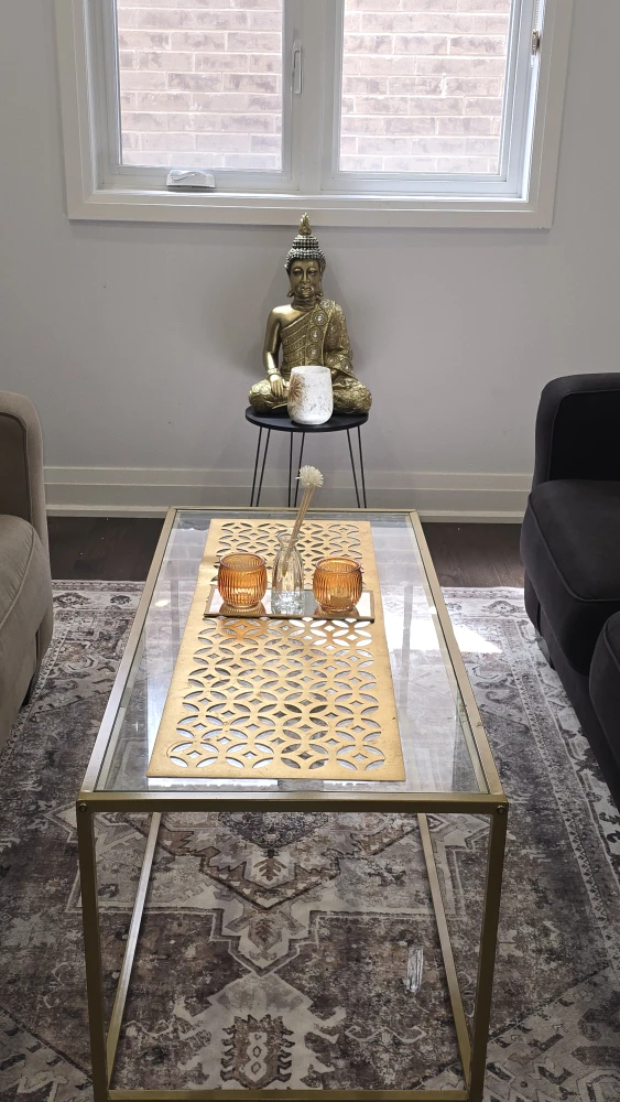 Gold Metal and Glass Side Table and center table - photo 3