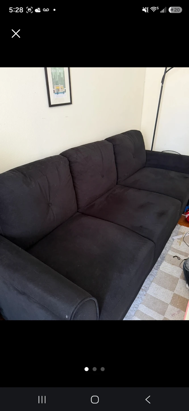 Black fabric sofa