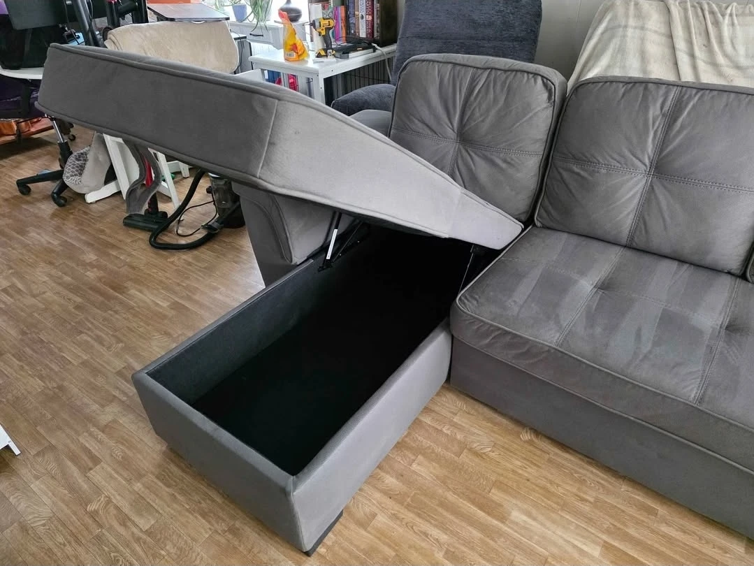 Grey Sectional Sofa with Storage Chaise - photo 5