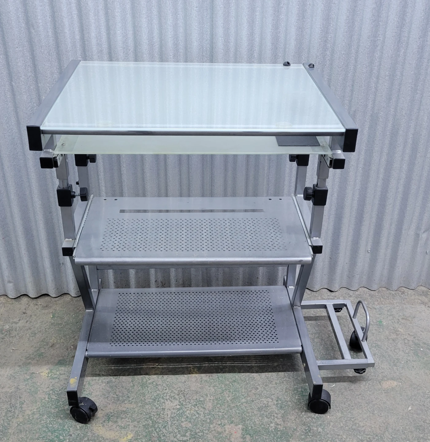Glass Top Rolling Stand Desk