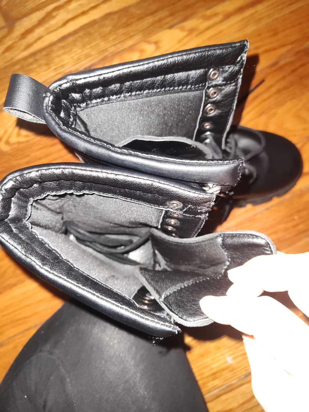 Black Lace-Up Combat Boots - photo 4