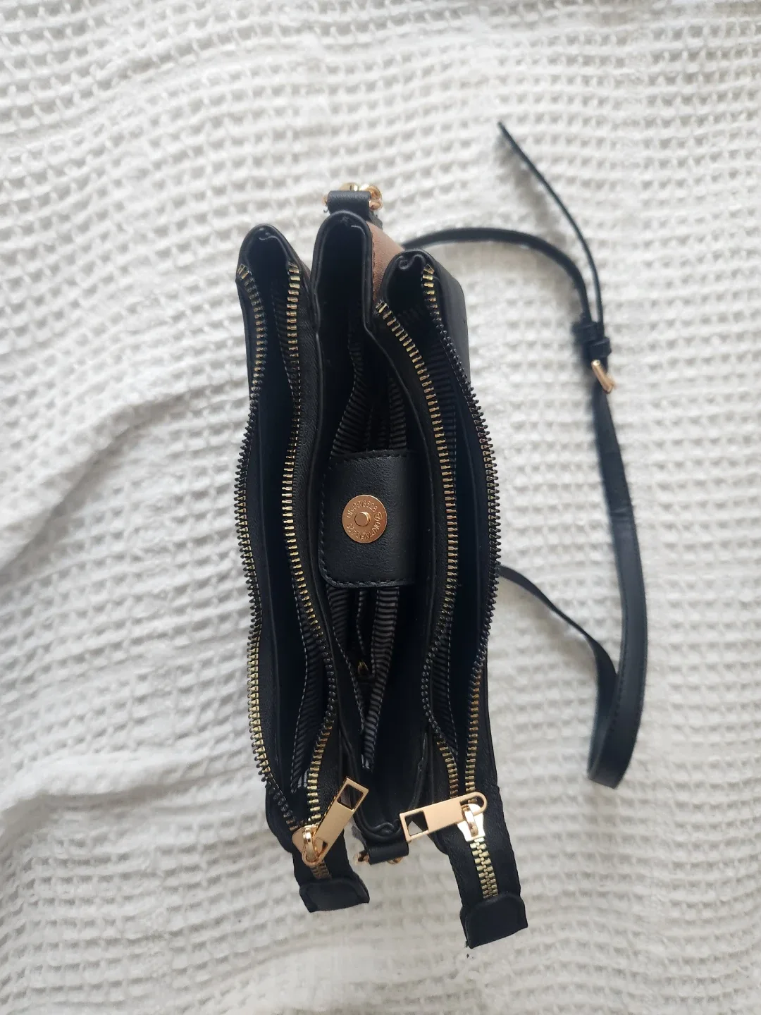 Black & Plaid Crossbody Bag with Dragonfly Detail - photo 3