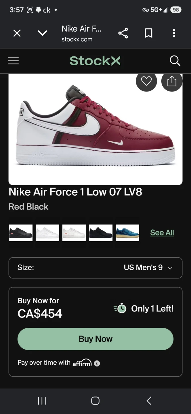 Nike Air Force 1 Low '07 LV8 Red Black - photo 3