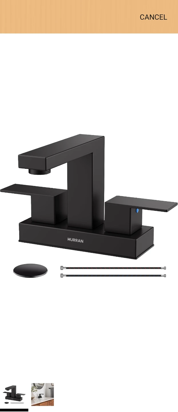 HURRAN Black Waterfall Bathroom Faucet